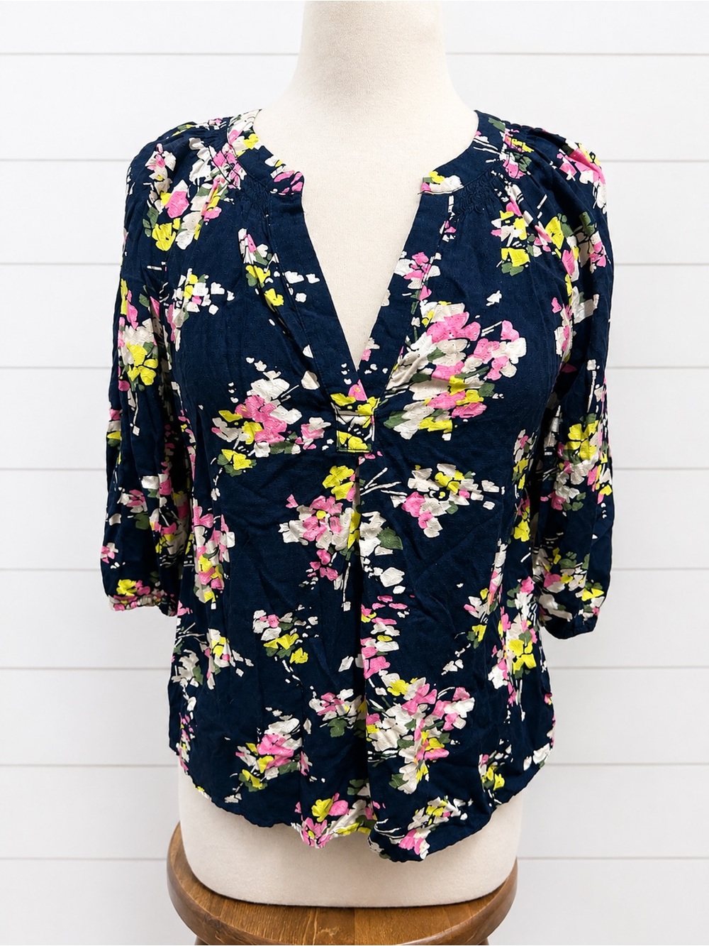 Crown and Ivy 3/4 Sleeve Floral Blouse